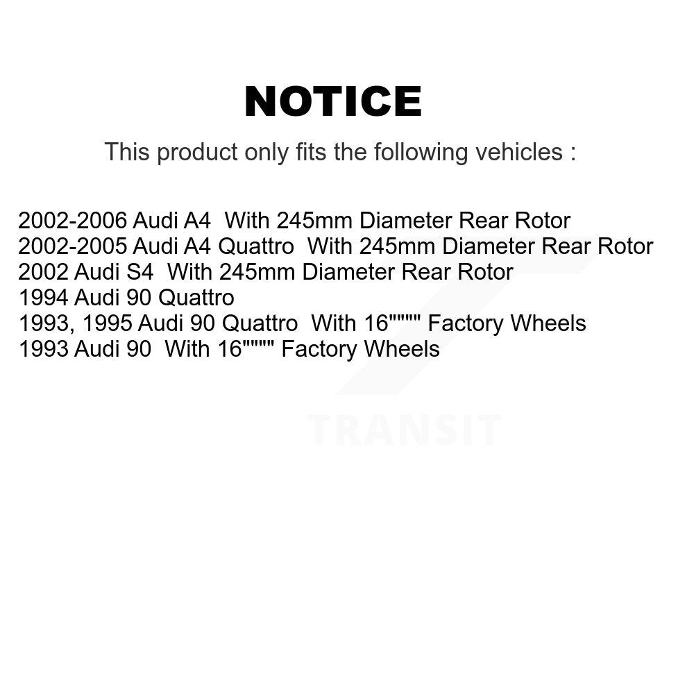 Rotor de frein à disque arrière (1 pièce seulement) pour Audi A4 Quattro 90 S4 8-96424