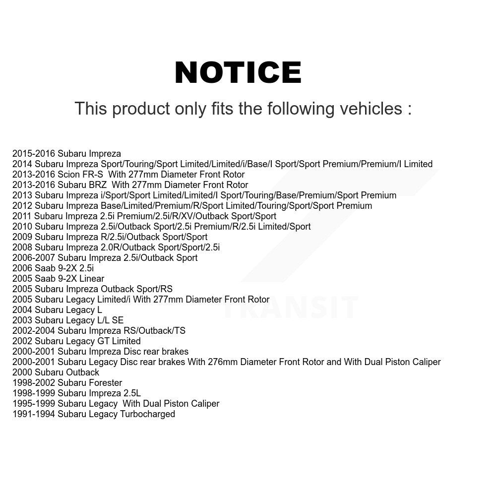 Rotor de frein à disque avant (1 pièce seulement) pour Subaru Impreza Scion FR-S Legacy BRZ