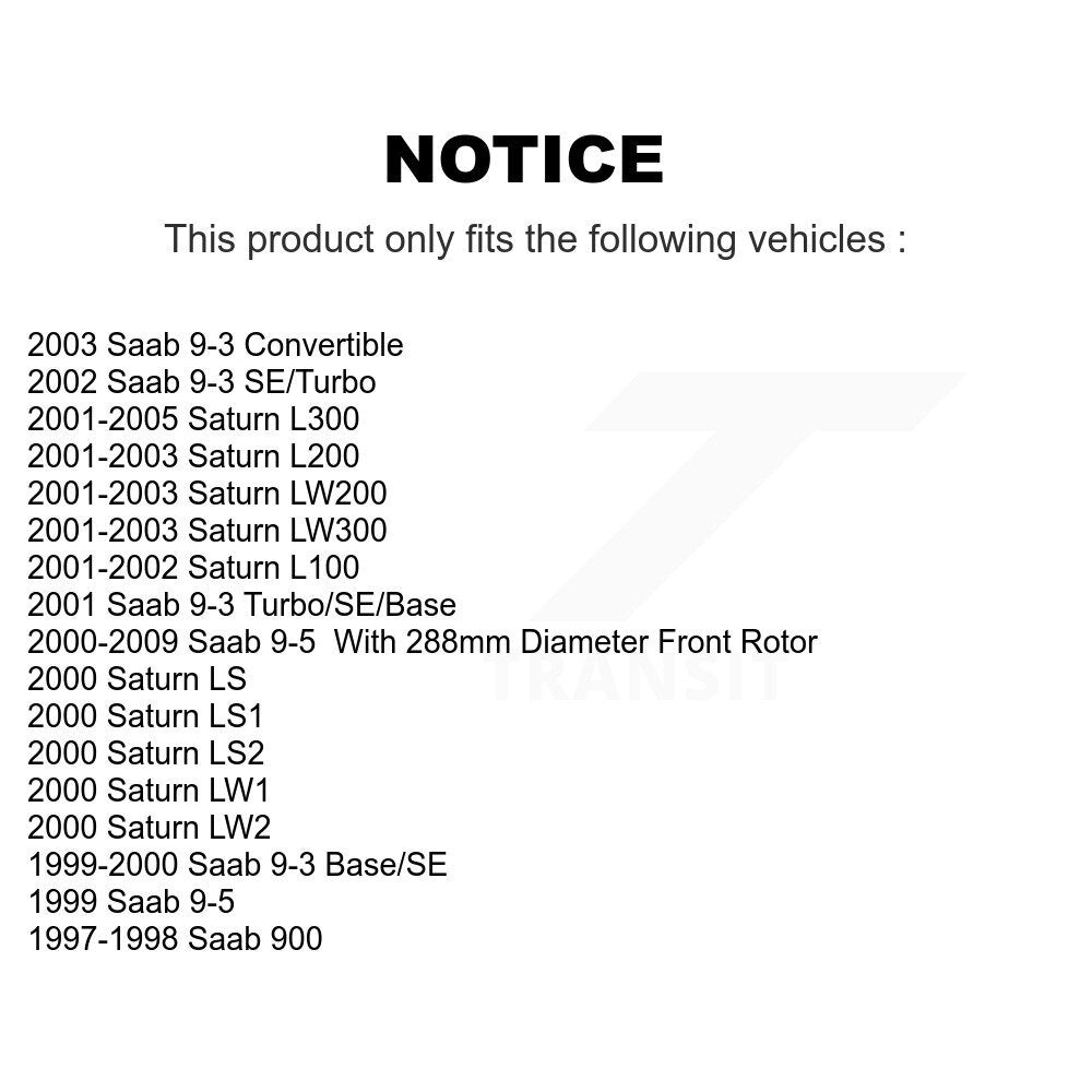 Rotor de frein à disque avant (1 pièce seulement) pour Saab 9-5 Saturn 9-3 L200 L300 L100 LS