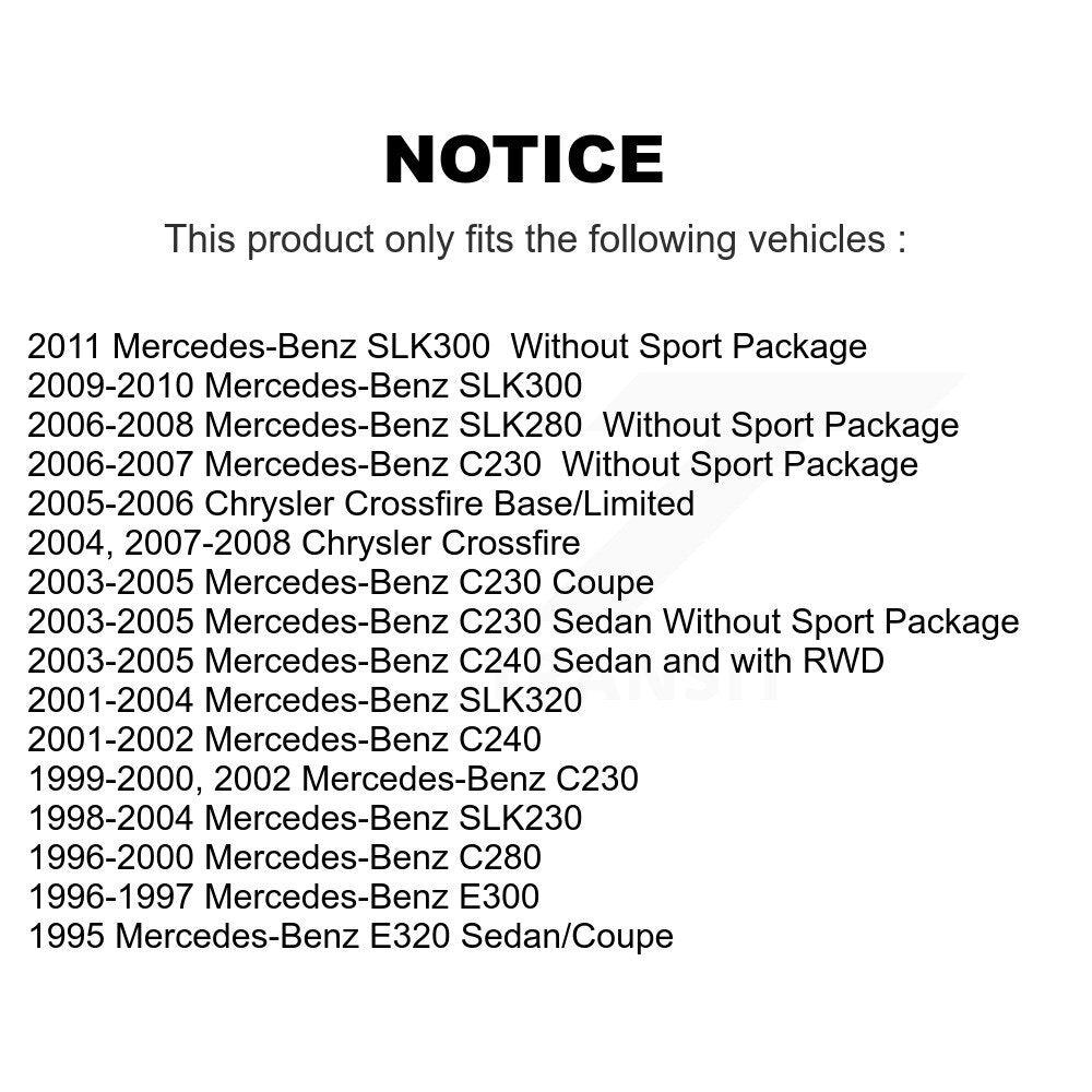 Rotor de frein à disque arrière (1 pièce seulement) pour Mercedes-Benz C230 Chrysler Crossfire