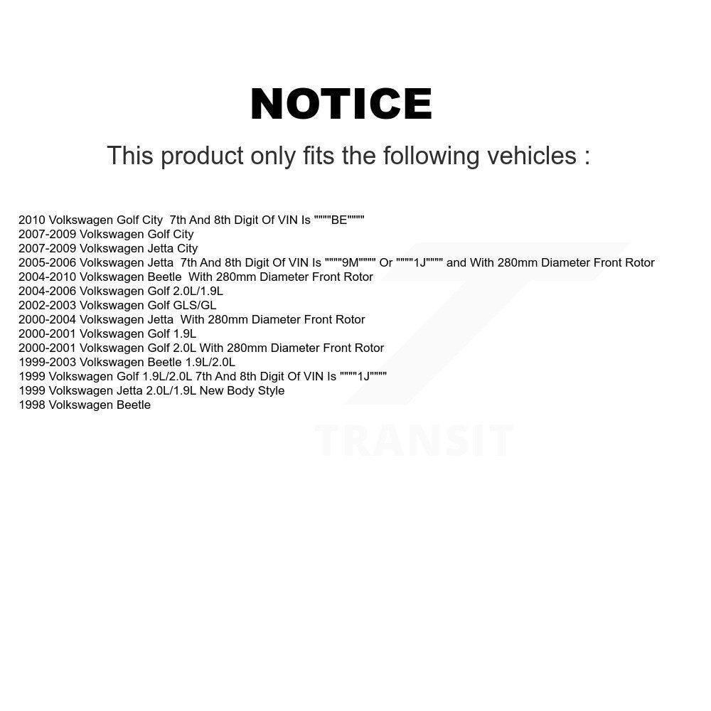Rotor de frein à disque avant (1 pièce seulement) pour Volkswagen Jetta Golf Beetle City