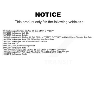 Rotor de frein à disque arrière (1 pièce seulement) pour Volkswagen Jetta Golf Beetle City Audi