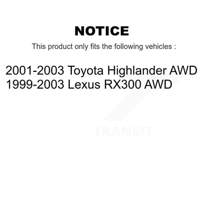 Rotor de frein à disque arrière (1 pièce seulement) pour Toyota Highlander Lexus RX300 AWD