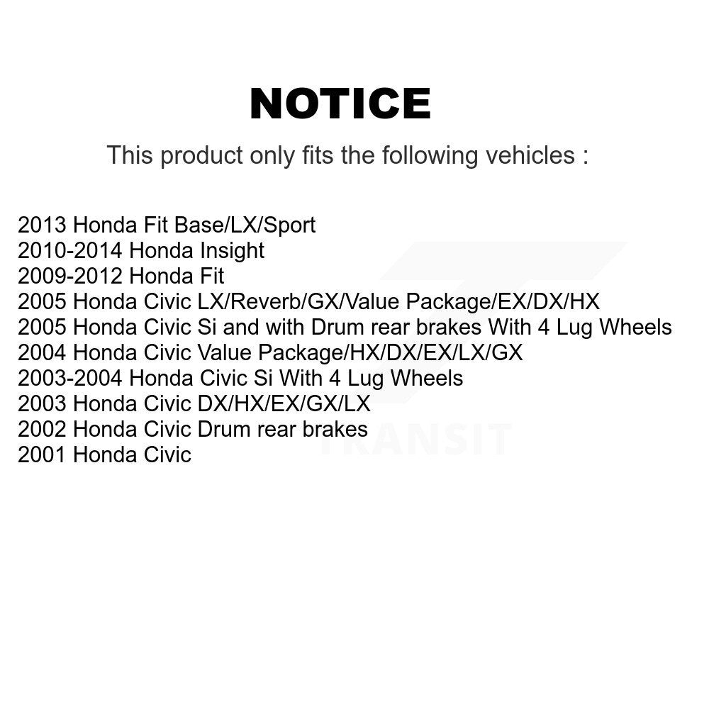 Tambour de frein arrière (1 pièce seulement) pour Honda Civic Fit Insight 8-9724