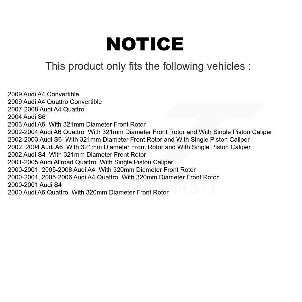 Rotor de frein à disque avant (1 pièce seulement) pour Audi A4 Quattro Allroad A6 S4 S6