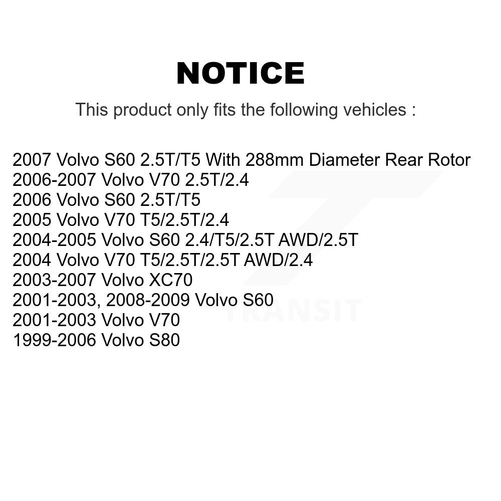 Rotor de frein à disque arrière (1 pièce seulement) pour Volvo S60 XC70 V70 S80 8-980045