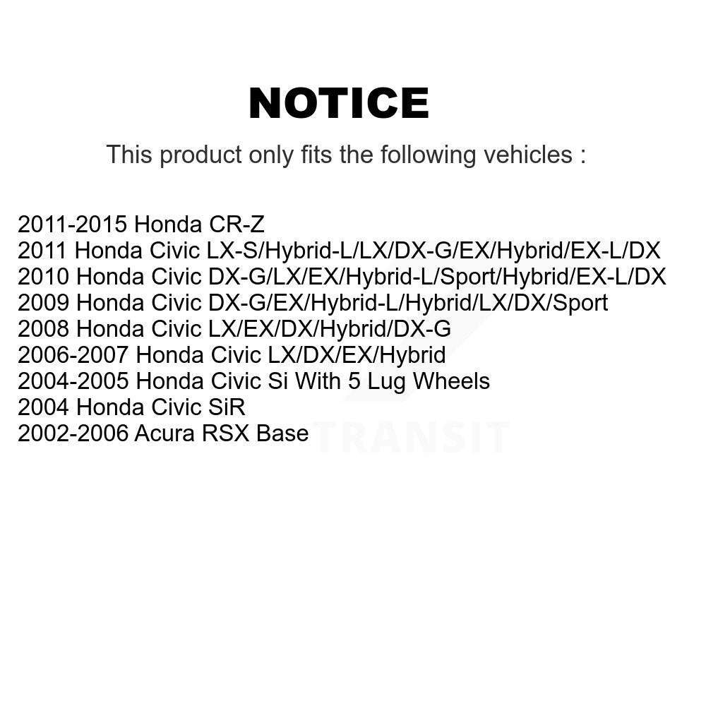 Rotor de frein à disque avant (1 pièce seulement) pour Honda Civic Acura RSX CR-Z 8-980059