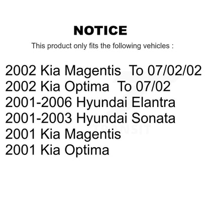 Rotor de frein à disque avant (1 pièce seulement) pour Hyundai Elantra Sonata Kia Optima