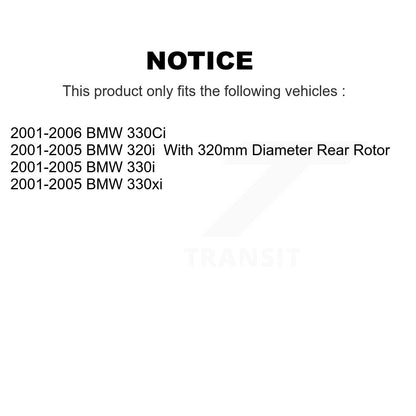 Rotor de frein à disque arrière (1 pièce seulement) pour BMW 330Ci 320i 330i 330xi 8-980126