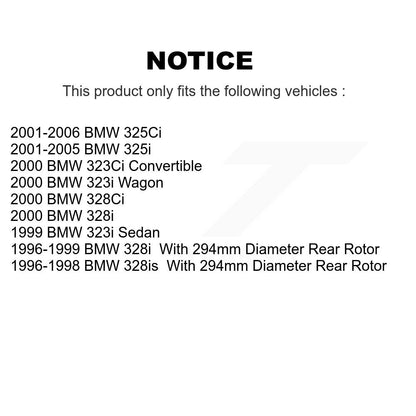 Rotor de frein à disque arrière (1 pièce seulement) pour BMW 325i 325Ci 328i 323i 323Ci 328is