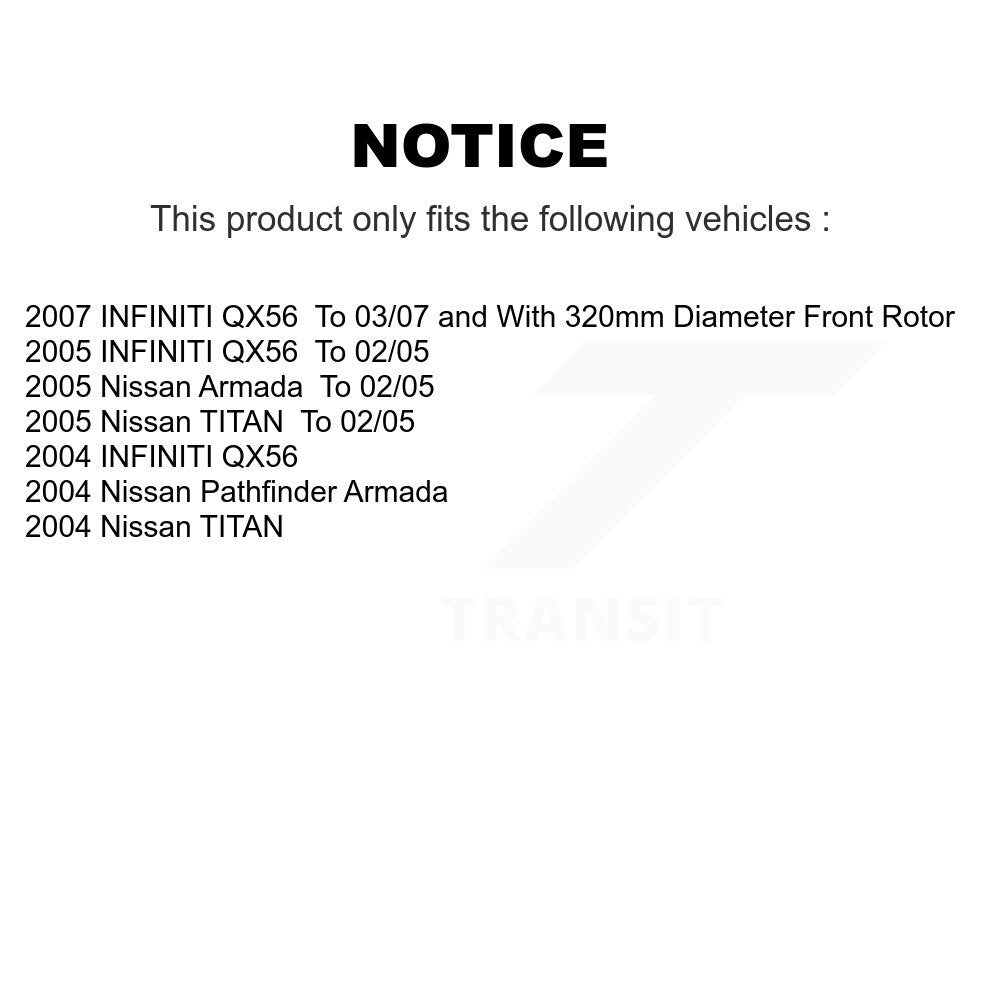 Rotor de frein à disque avant (1 pièce seulement) pour Nissan TITAN INFINITI QX56 Pathfinder