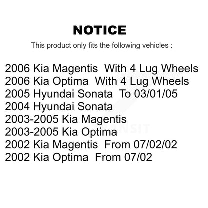 Rotor de frein à disque avant (1 pièce seulement) pour Hyundai Sonata Kia Optima Magentis