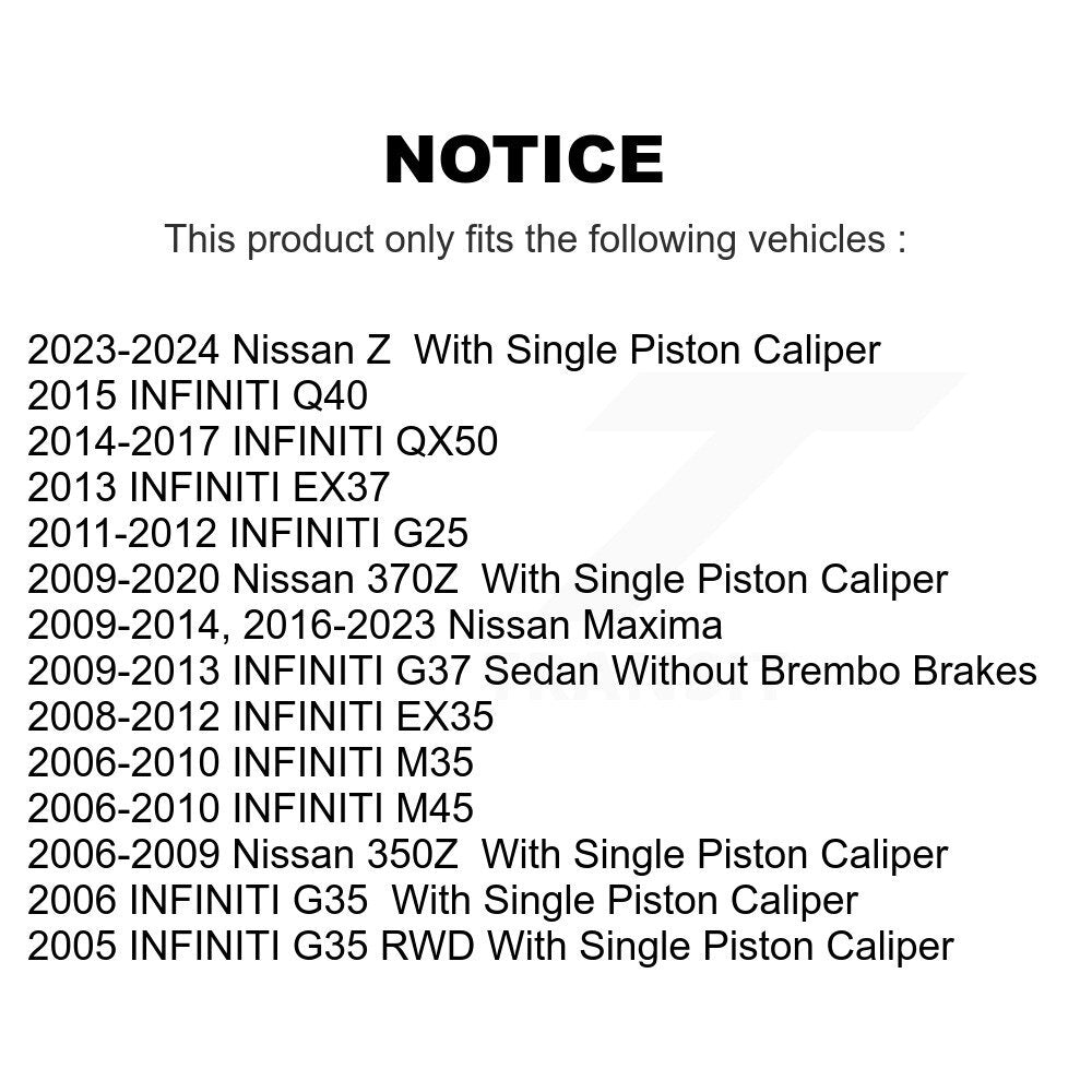 Rotor de frein à disque arrière (1 pièce seulement) pour INFINITI Nissan Maxima G37 QX50 EX35 Z