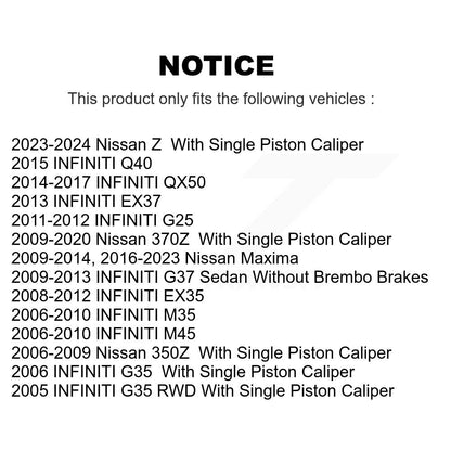 Rotor de frein à disque arrière (1 pièce seulement) pour INFINITI Nissan Maxima G37 QX50 EX35 Z