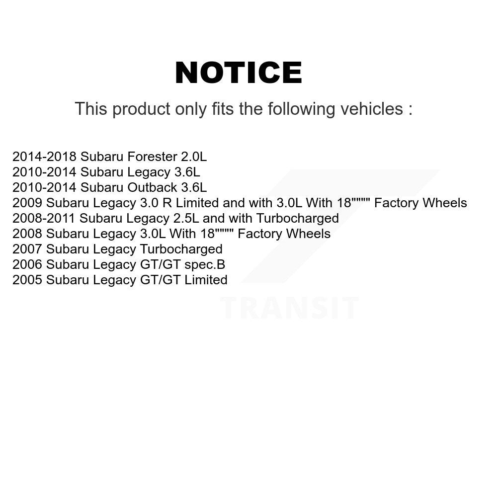 Rotor de frein à disque avant (1 pièce seulement) pour Subaru Forester Outback Legacy