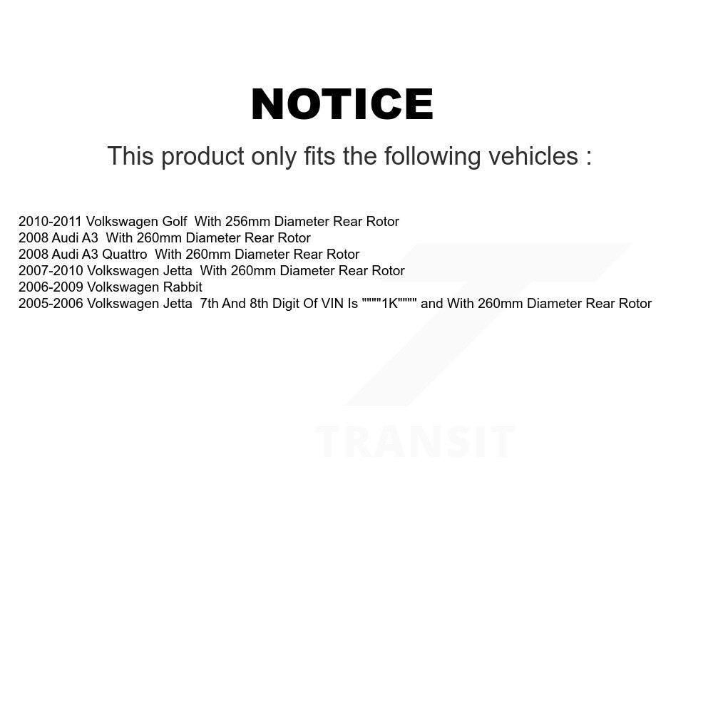 Rotor de frein à disque arrière (1 pièce seulement) pour Volkswagen Jetta Rabbit Golf Audi A3