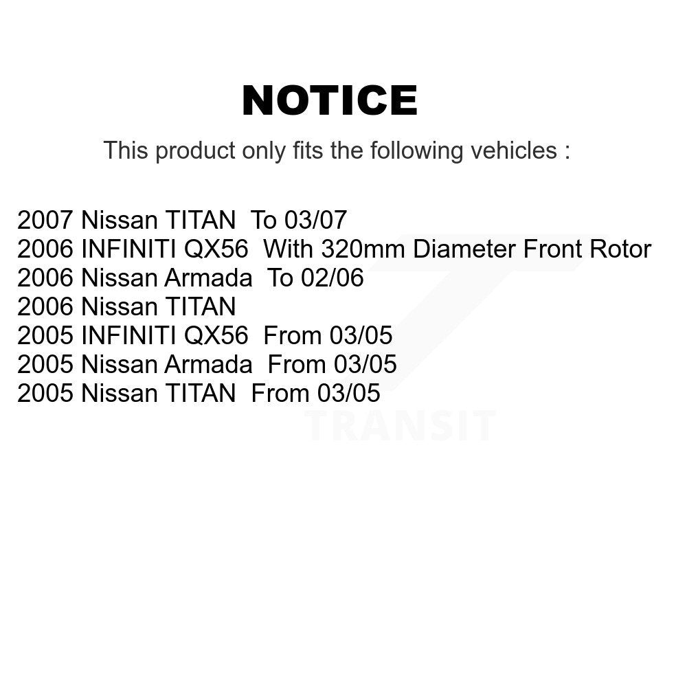 Rotor de frein à disque avant (1 pièce seulement) pour Nissan TITAN INFINITI QX56 Armada