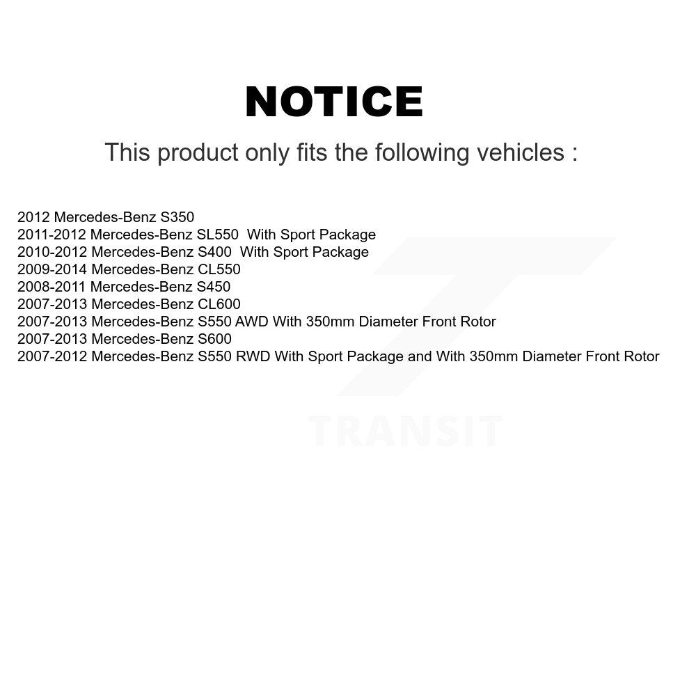 Rotor de frein à disque avant (1 pièce seulement) pour Mercedes-Benz S550 S450 SL550 CL550