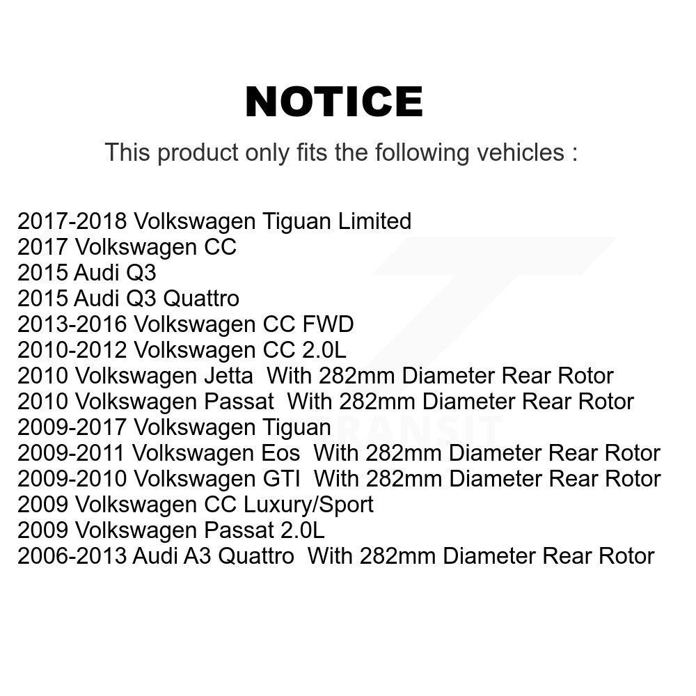 Rotor de frein à disque arrière (1 pièce seulement) pour Volkswagen Tiguan Audi CC Jetta A3 Q3