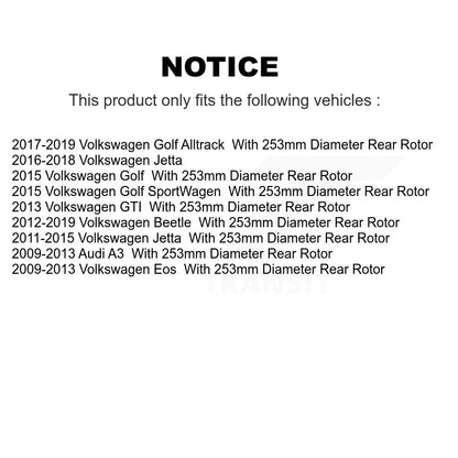 Rotor de frein à disque arrière (1 pièce seulement) pour Volkswagen Jetta Beetle Golf Alltrack