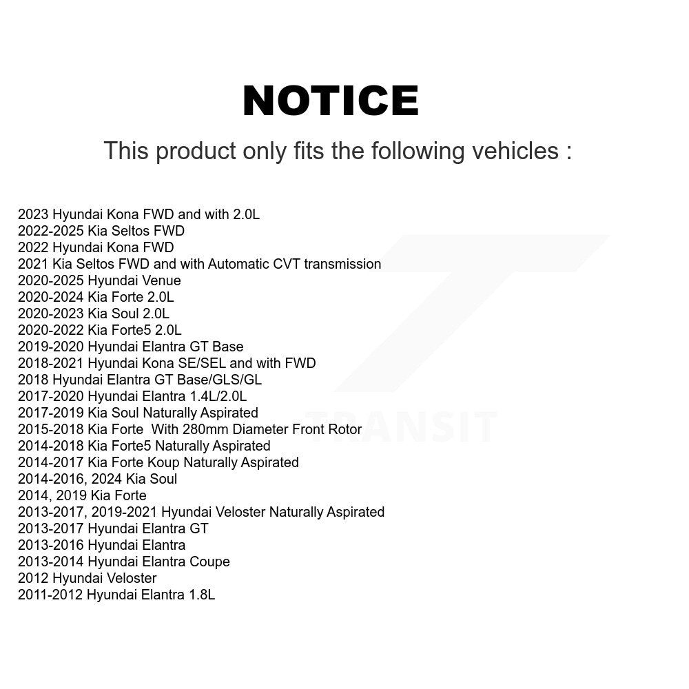 Rotor de frein à disque avant (1 pièce seulement) pour Hyundai Elantra Kia Kona Forte Soul G