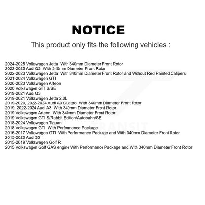 Rotor de frein à disque avant (1 pièce seulement) pour Volkswagen Tiguan Jetta Audi Q3 GTI R