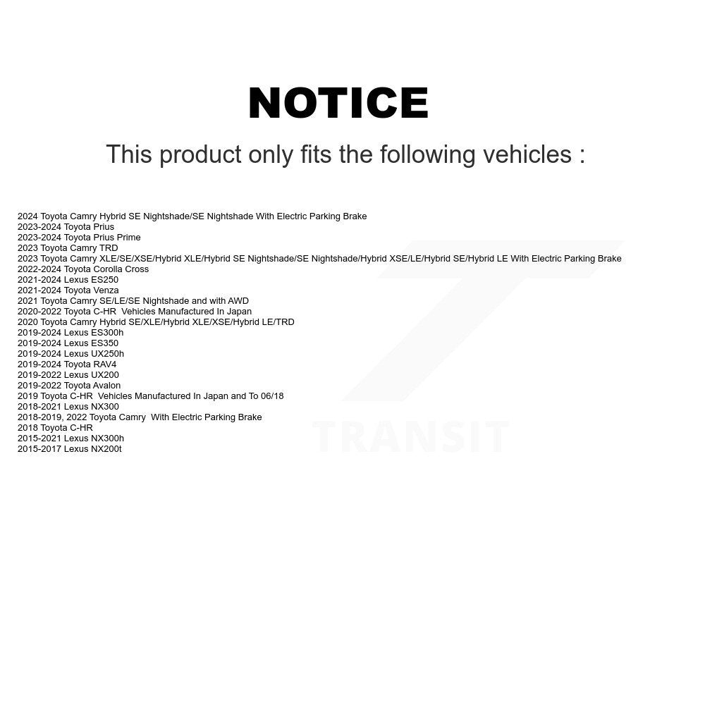 Rotor de frein à disque arrière (1 pièce seulement) pour Toyota RAV4 Camry Lexus Corolla Cross