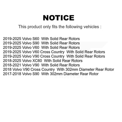 Rotor de frein à disque arrière (1 pièce seulement) pour Volvo XC60 S60 V60 Cross Country S90