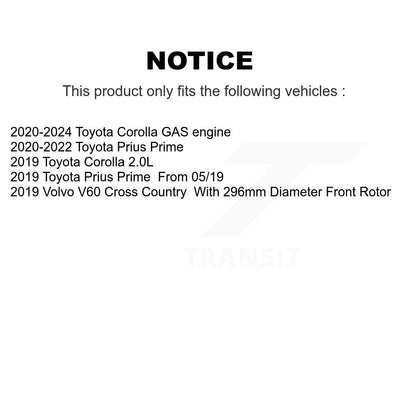 Rotor de frein à disque avant (1 pièce seulement) pour Toyota Corolla Prius Prime 8-982491