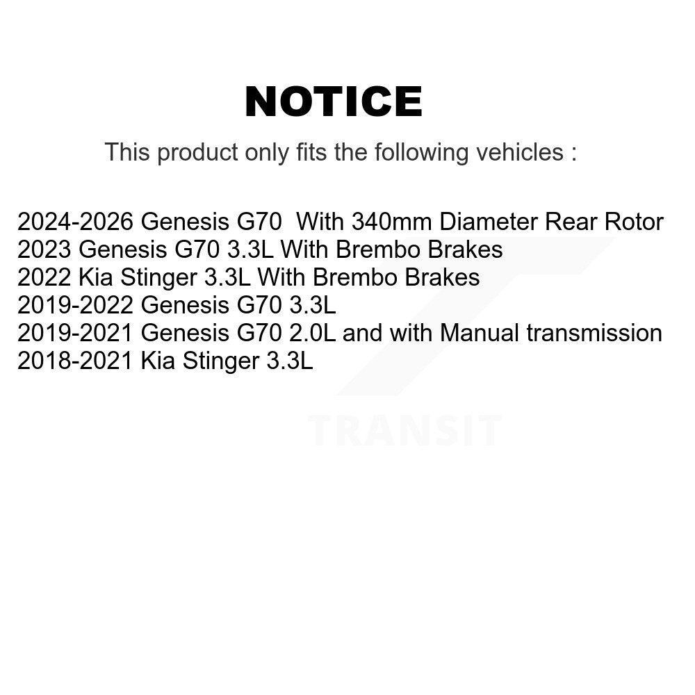Rotor de frein à disque 1 pièce uniquement pour Genesis G70 Kia Stinger 8-982547