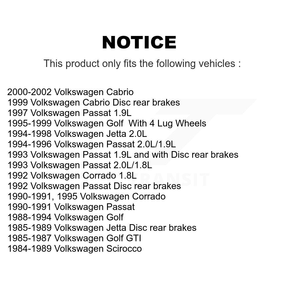 Ensemble moyeu de Rotor de frein à disque arrière (1 pièce seulement) pour Volkswagen Golf Cabrio