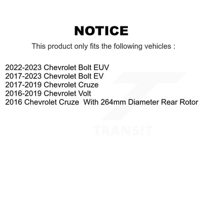 Rotor de frein à disque arrière (1 pièce seulement) pour Chevrolet Cruze Bolt EV EUV Volt