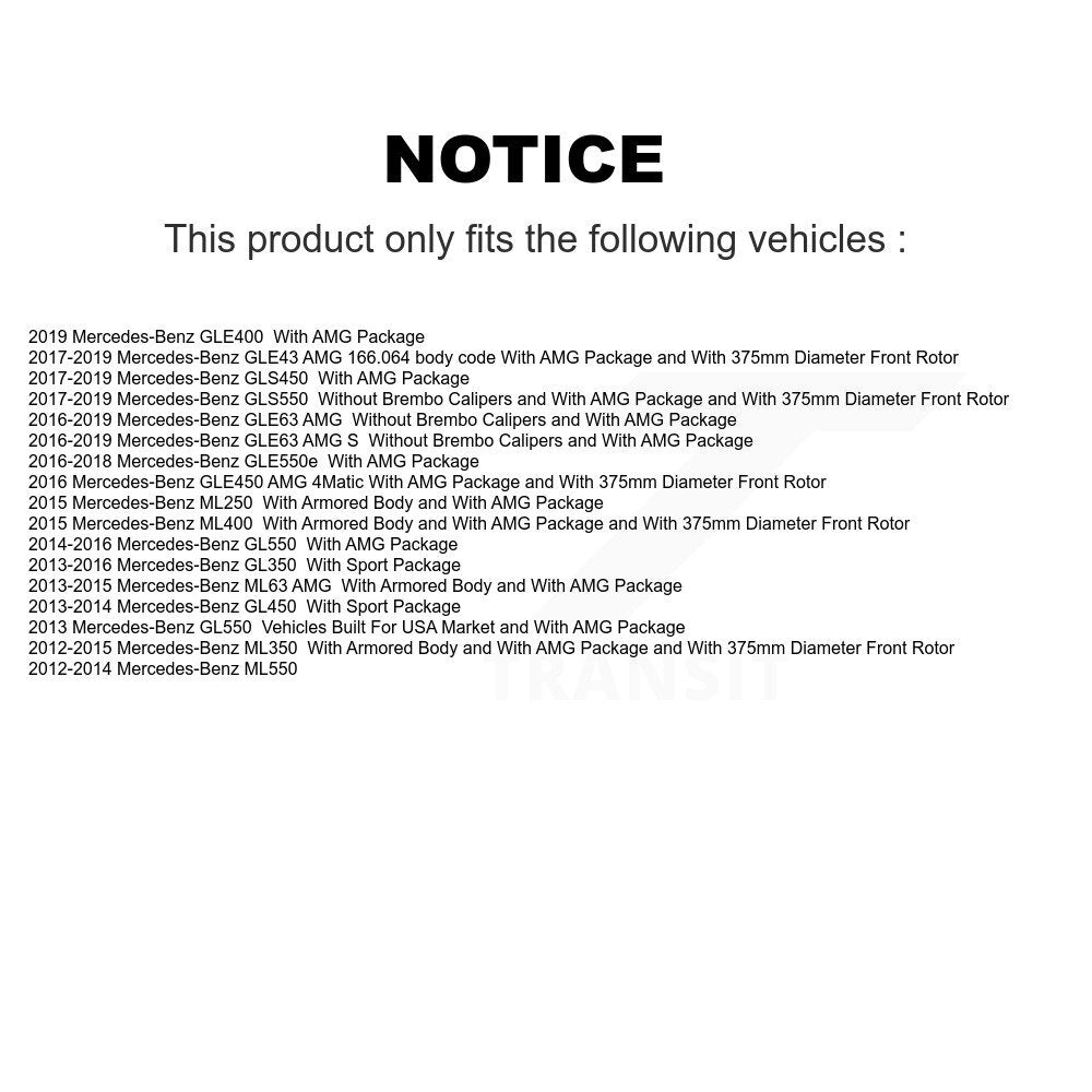 Rotor de frein à disque avant (1 pièce seulement) pour Mercedes-Benz ML350 GL350 GLE43 AMG S