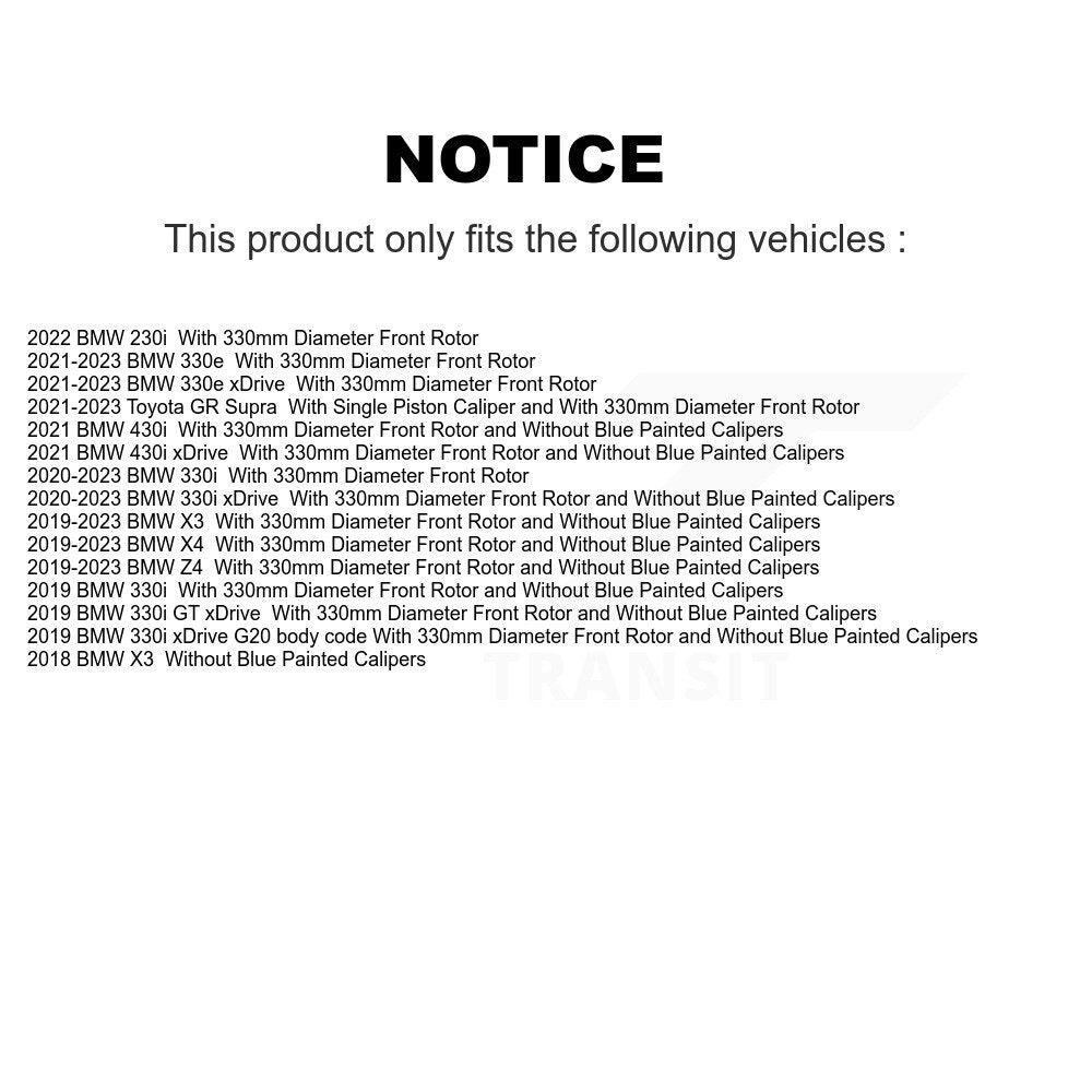 Rotor de frein à disque avant (1 pièce seulement) pour BMW X3 330i xDrive X4 330e Toyota GR