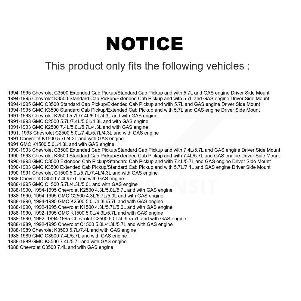 Ensemble émetteur de pompe à carburant gauche, pour Chevrolet GMC C1500 K1500 K2500 C2500 K3500