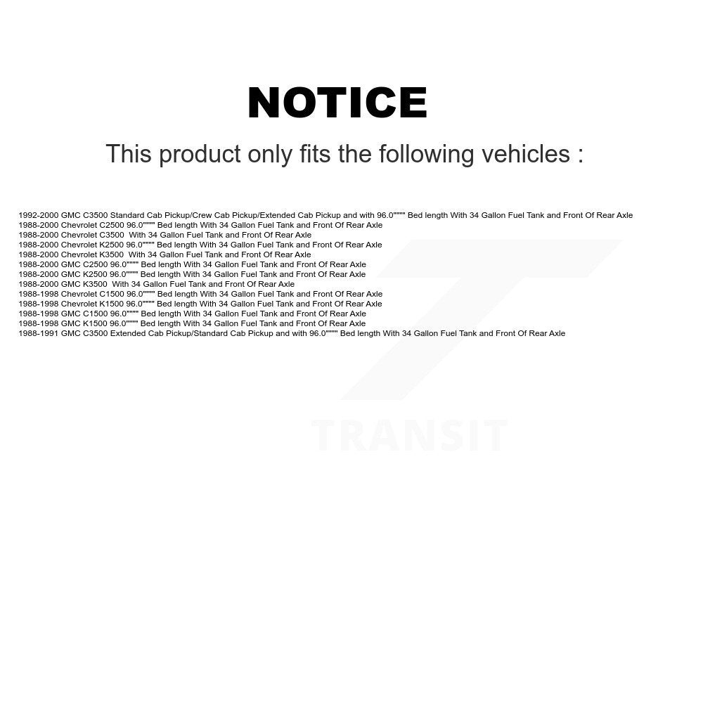 Sangle de réservoir de carburant, pour Chevrolet GMC K1500 C1500 K2500 C2500 K3500 C3500