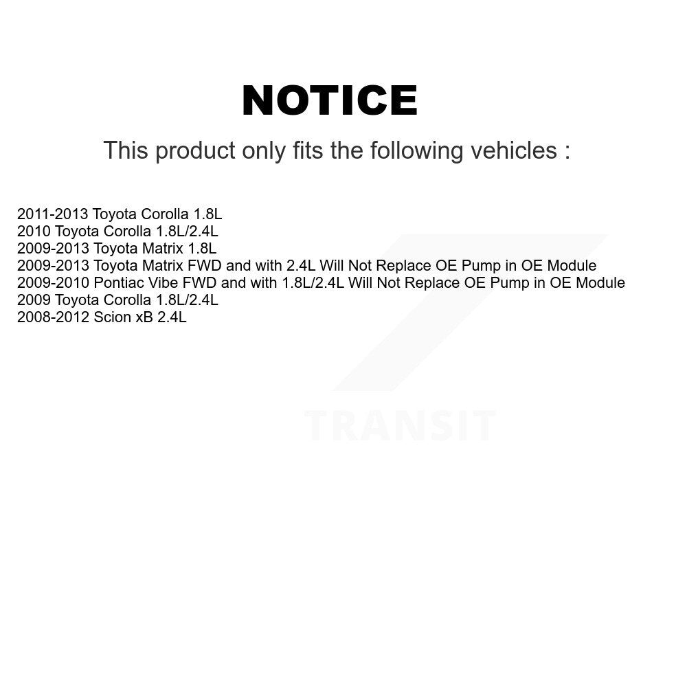 Pompe à carburant électrique, pour Toyota Corolla Matrix Pontiac Vibe Scion xB AGY-4020340