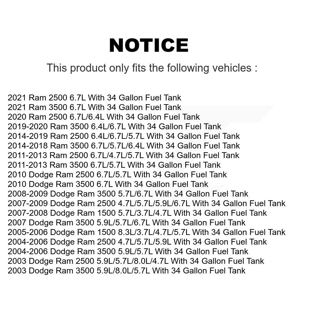 Sangle de réservoir de carburant pour Dodge Ram 2500 3500 1500 avec 34 gallons AGY-4040757