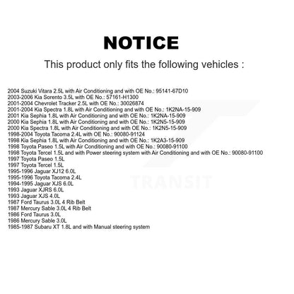 Courroie d'entraînement accessoire pour Toyota Tacoma Chevrolet Tracker Kia Sorento Tercel XJS