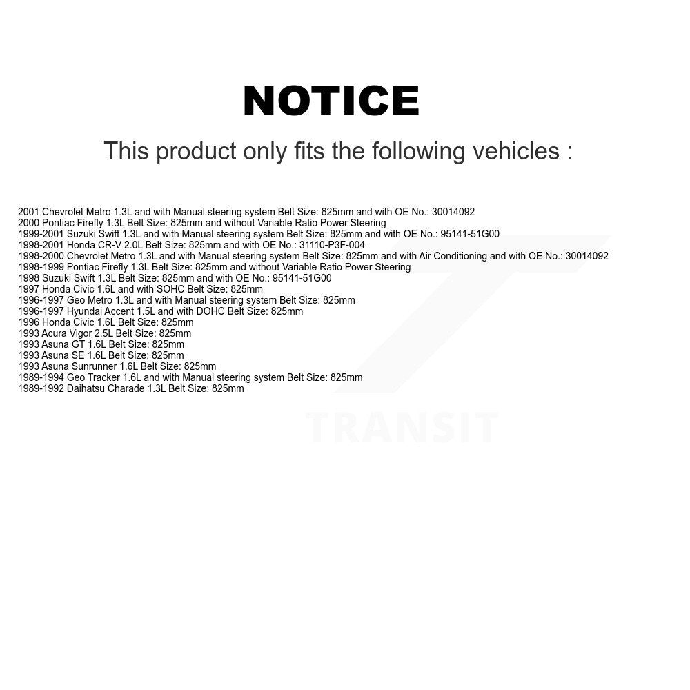 Courroie d'entraînement accessoire pour Honda CR-V Civic Geo Tracker Metro Chevrolet Suzuki SE