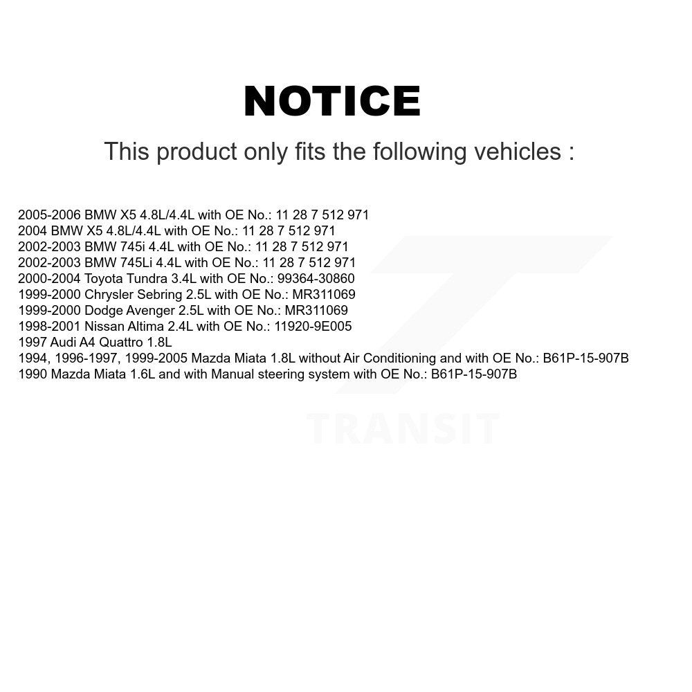 Courroie d'entraînement accessoire pour Mazda Miata Toyota Tundra BMW X5 Nissan Altima Chrysler