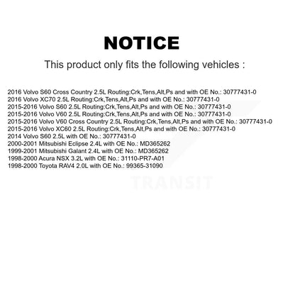 Courroie d'entraînement accessoire pour Volvo XC60 Toyota RAV4 S60 V60 Cross Country Mitsubishi