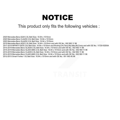Courroie d'entraînement accessoire pour Mercedes-Benz GLA250 CLA250 Smart Fortwo A220 INFINITI