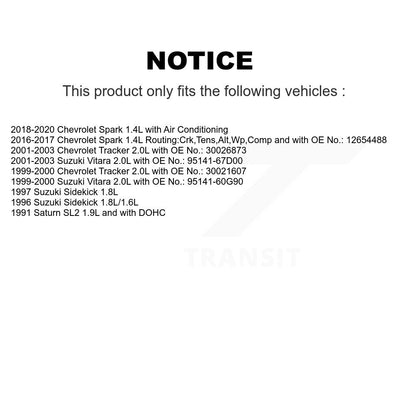 Courroie d'entraînement accessoire pour Chevrolet Spark Tracker Suzuki Vitara Sidekick Saturn