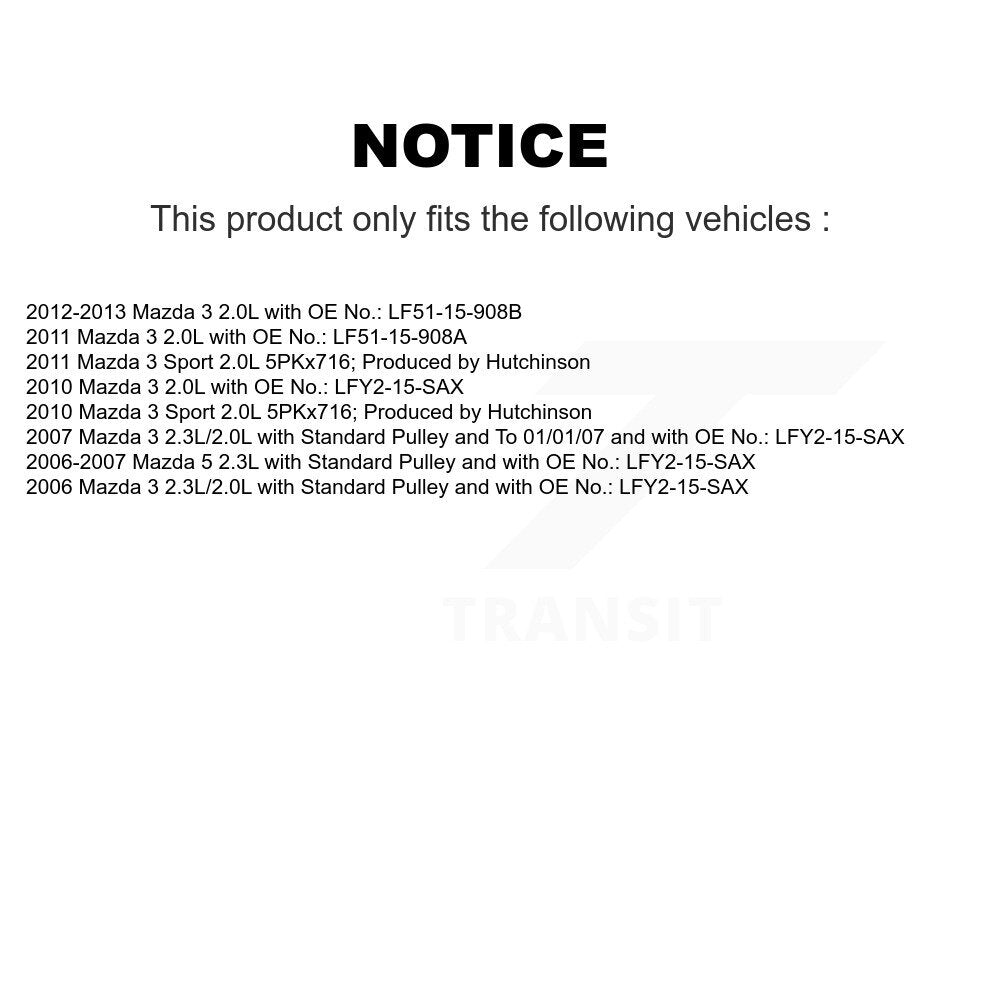 Courroie d'entraînement accessoire de climatisation pour Mazda 3 5 Sport BAN-5PK691F