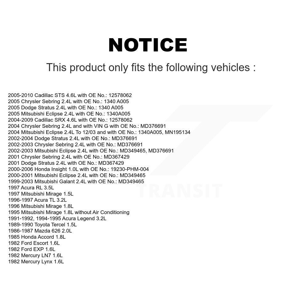 Courroie d'entraînement accessoire pour Chrysler Sebring Cadillac SRX Mitsubishi Eclipse STS T