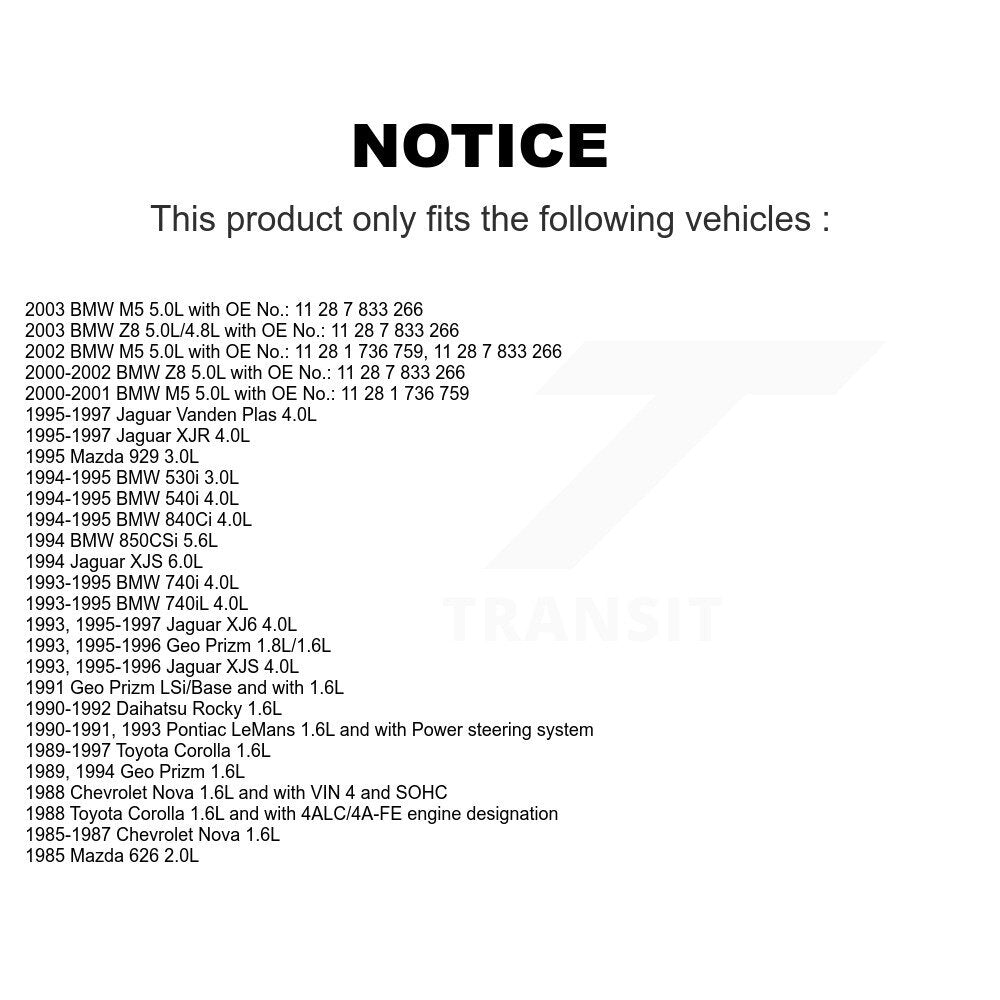 Courroie d'entraînement accessoire pour Toyota Corolla Jaguar BMW XJS M5 Vanden Plas XJ6 540i