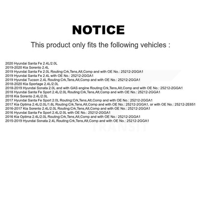 Courroie d'entraînement accessoire pour Hyundai Kia Sorento Santa Fe Sport Sonata Sportage