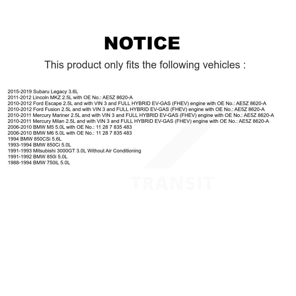 Courroie d'entraînement accessoire pour Ford Escape Fusion Subaru Legacy Lincoln MKZ BMW M5 M6