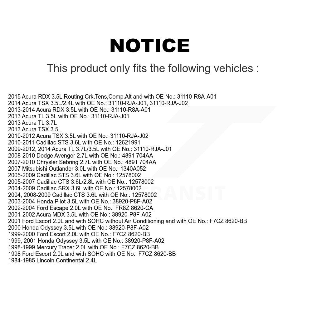 Courroie d'entraînement accessoire pour Acura RDX TL Cadillac Chrysler Sebring CTS Dodge Honda